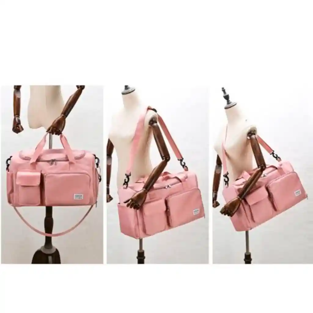 Tula Deportiva Maletín Gym Morral Bolso De Mano Maleta Viaje Rosa