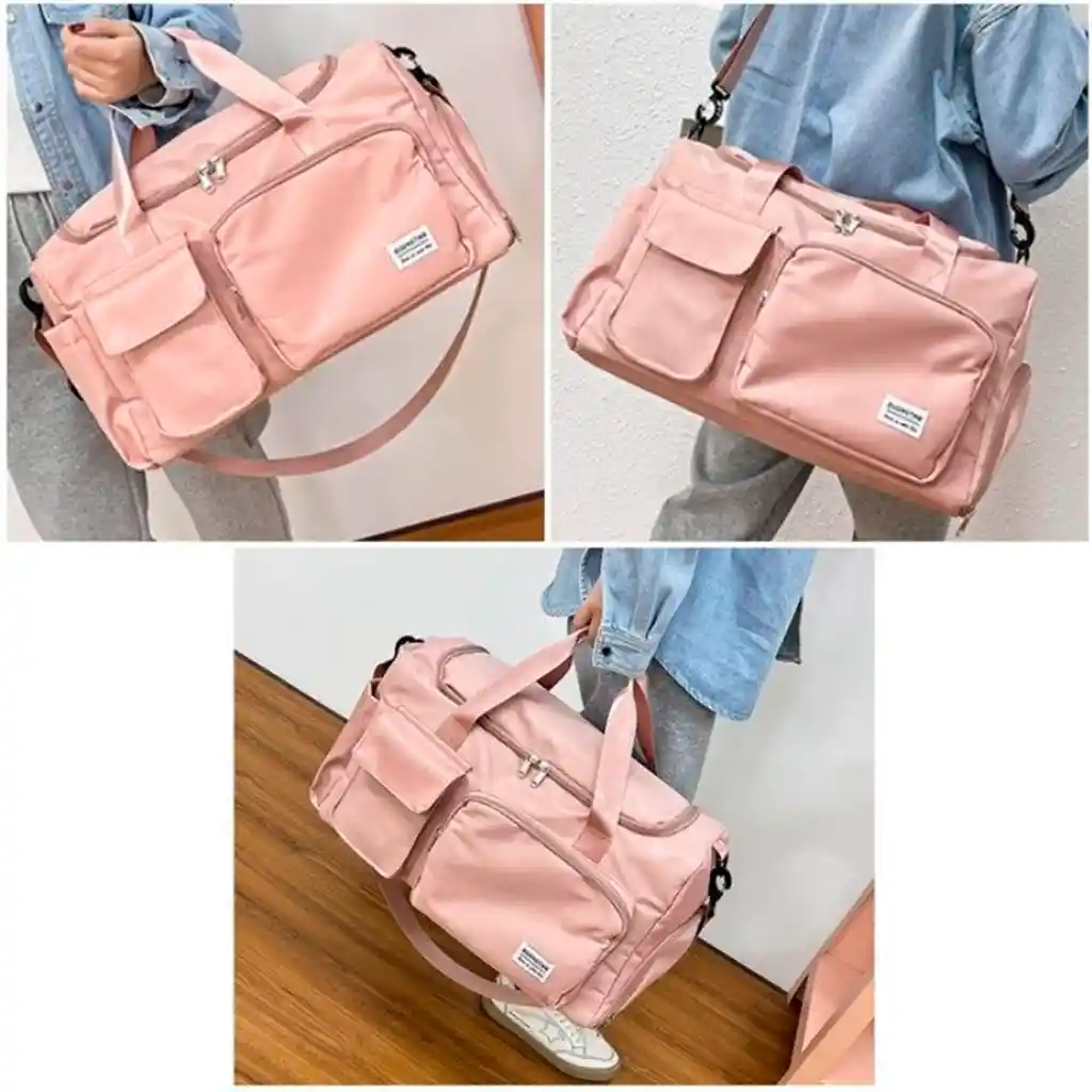 Tula Deportiva Maletín Gym Morral Bolso De Mano Maleta Viaje Rosa