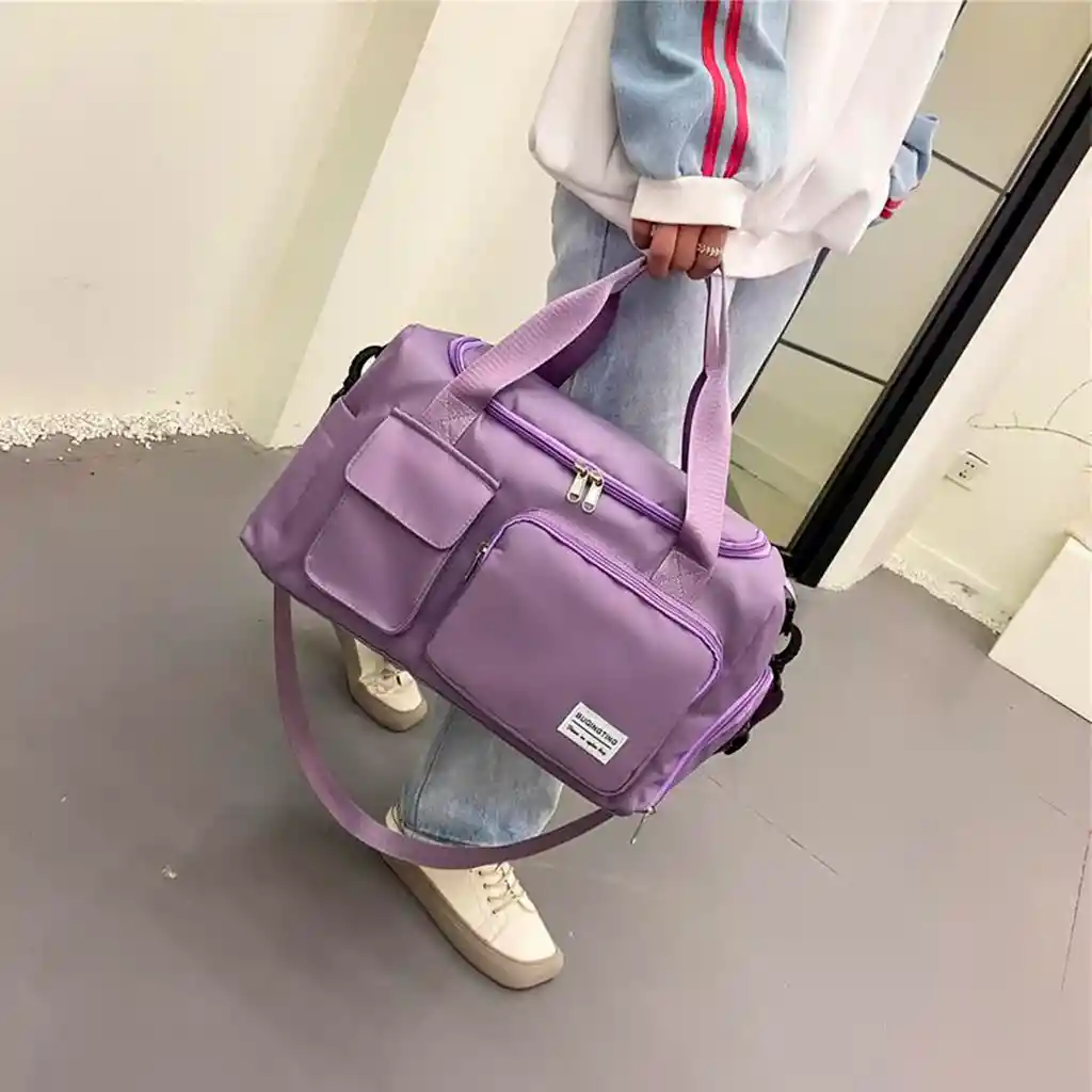 Tula Deportiva Maletín Gym Morral Bolso De Mano Maleta Viaje Lila