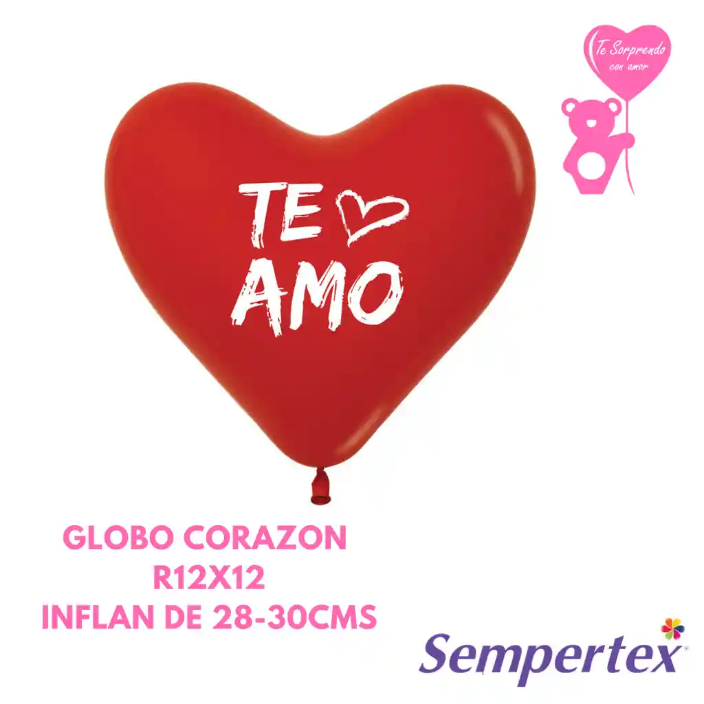 Globo O Bomba Corazon 12" Fashion Rojo Te Amo Moderno X 12