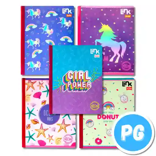 Cuaderno Cosido Scribe Link Para Mujer Con Stickers Cuadros 100 Hojas - Se Envia Un Motivo Aleatorio