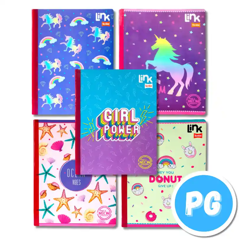 Cuaderno Cosido Scribe Link Para Mujer Con Stickers Cuadros 100 Hojas - Se Envia Un Motivo Aleatorio