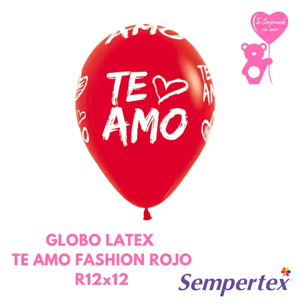 Globo Latex Te Amo Fashion Rojo R12x12