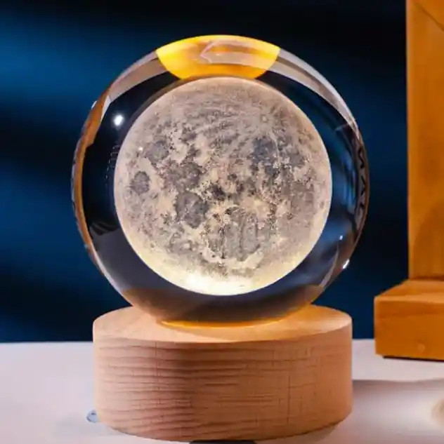 Lampara 3d Luna Cristal Luz