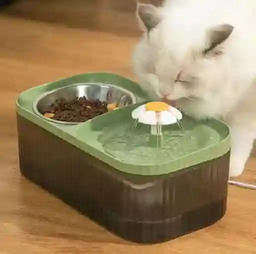 Fuente Bebedero De Agua Para Mascotas Con Tazón Para Comida