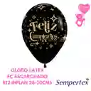 Globo O Bomba Feliz Cumpleaños Diamante Dorado Negro Sempertex R12x12