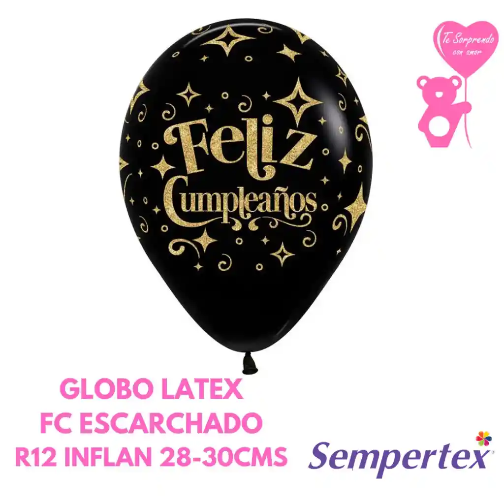 Globo O Bomba Feliz Cumpleaños Diamante Dorado Negro Sempertex R12x12