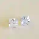 Aretes Plateados Cuadrados Brillantes Par