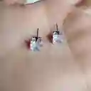 Aretes Plateados Cuadrados Brillantes Par