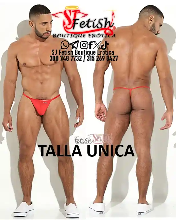 Tanga En Hilo Talla Unica Rojo G-strip Masculino Ga005