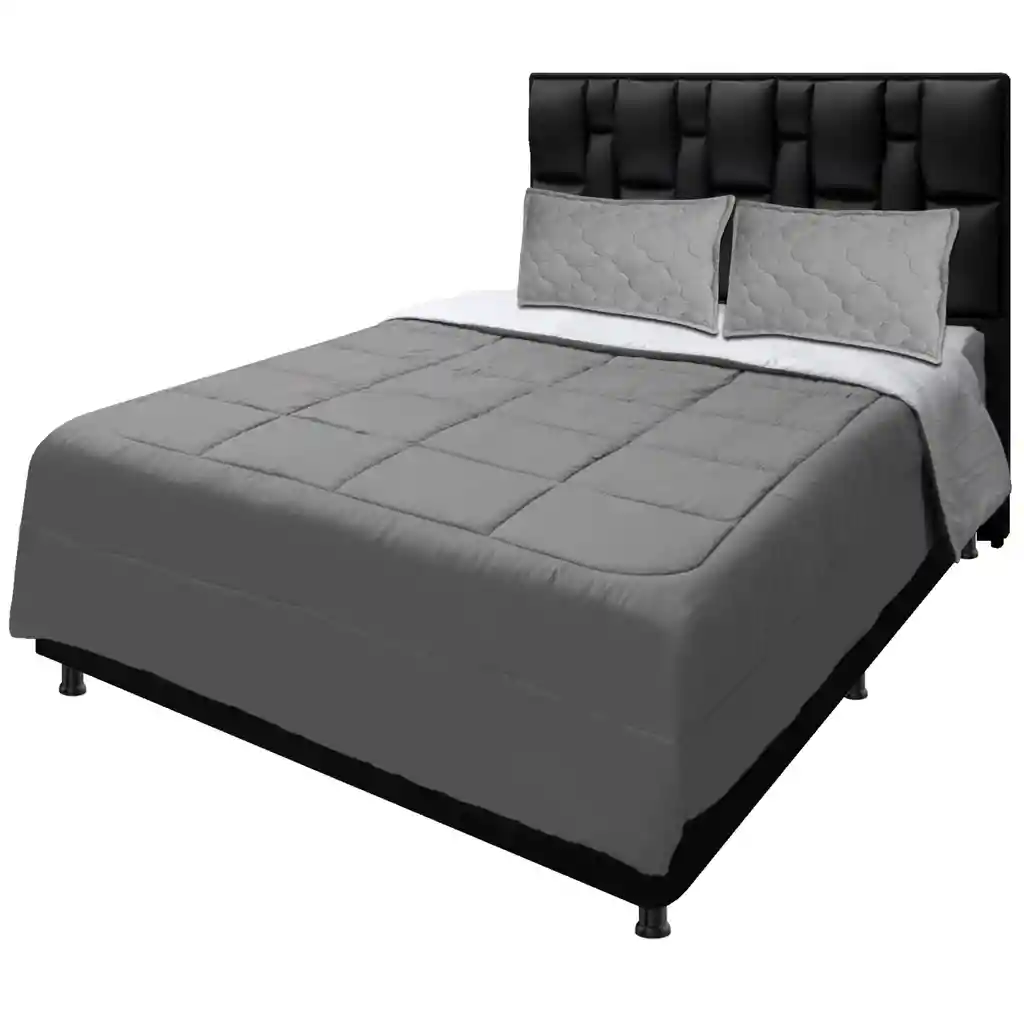 Cubrelecho Doble Faz Cama Queen 160 Gris-blanco