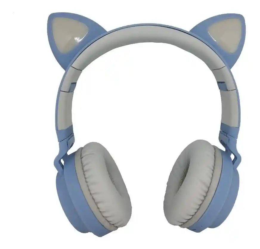 Audifonos En Diadema Diseño Orejas De Gato Color Azul Inalambrica