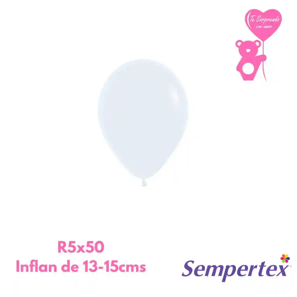 Globo O Bomba Fashion Blanco Sempertex R5x50