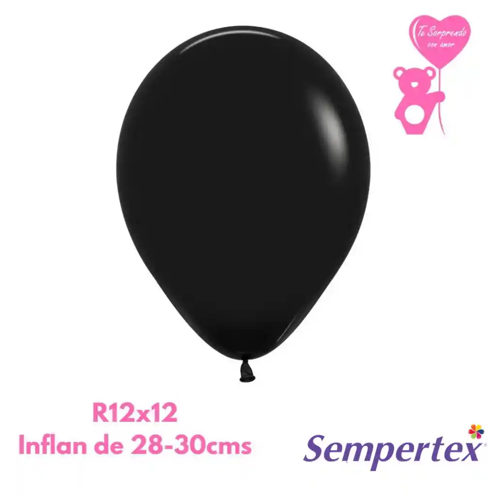Globo O Bomba Fashion Negro Sempertex R12x12