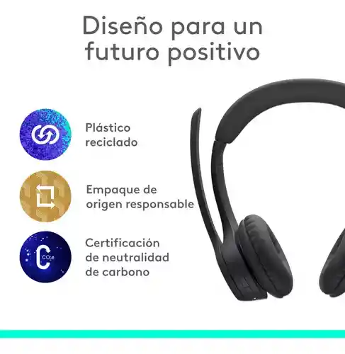 Diadema Bt Inalámbrica, Logitech Zone 300 2 Micrófonos, Negro