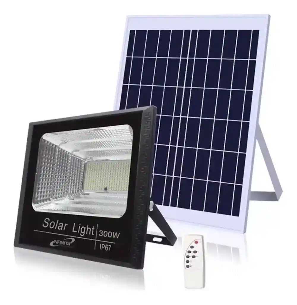 Reflector Solar Led 300 Watt Recargable Más Panel