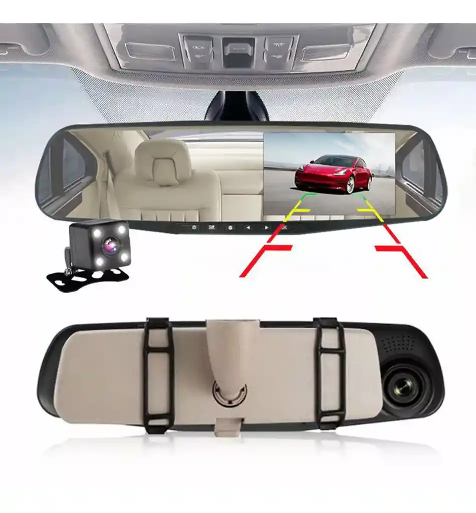 Espejo Retrovisor Carro Dvr Reversa Full Hd
