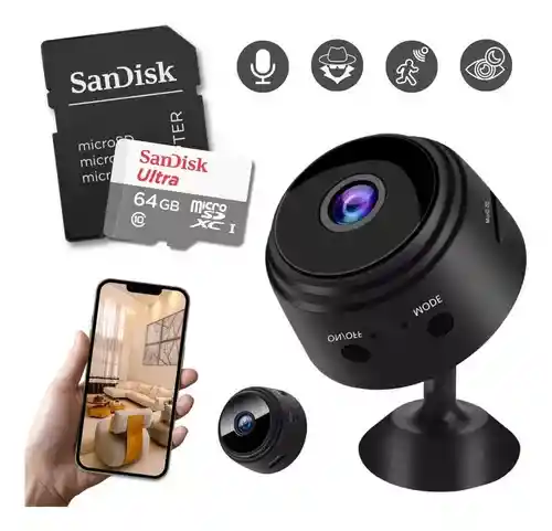 Mini Cámara De Seguridad Espía Negra Discreta A9