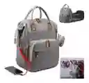Pañalera Mochila Bolso Morral Para Bebé Más Monedero Color Gris