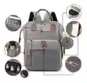 Pañalera Mochila Bolso Morral Para Bebé Más Monedero Color Gris