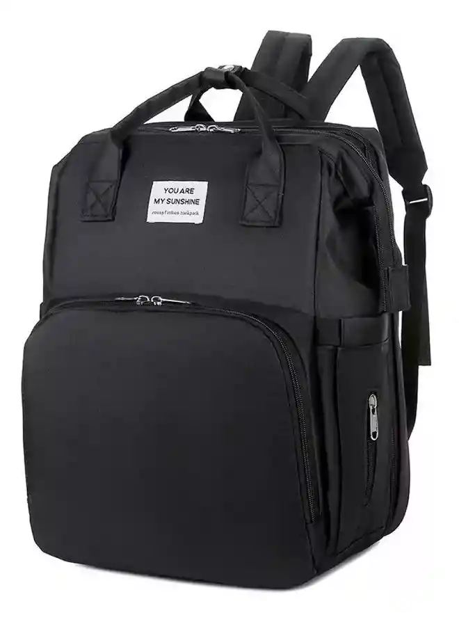Bolso Pañalera Con Cambiador Para Bebé Color Negro