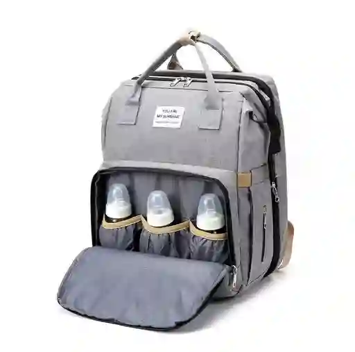 Bolso Pañalera Con Cambiador Para Bebé Color Gris