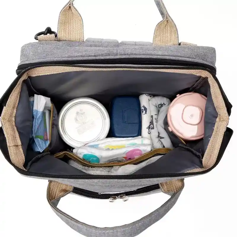 Bolso Pañalera Con Cambiador Para Bebé Color Gris