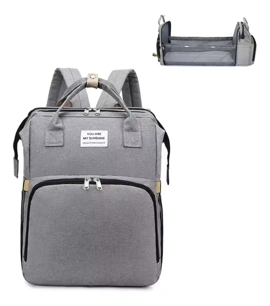 Bolso Pañalera Con Cambiador Para Bebé Color Gris