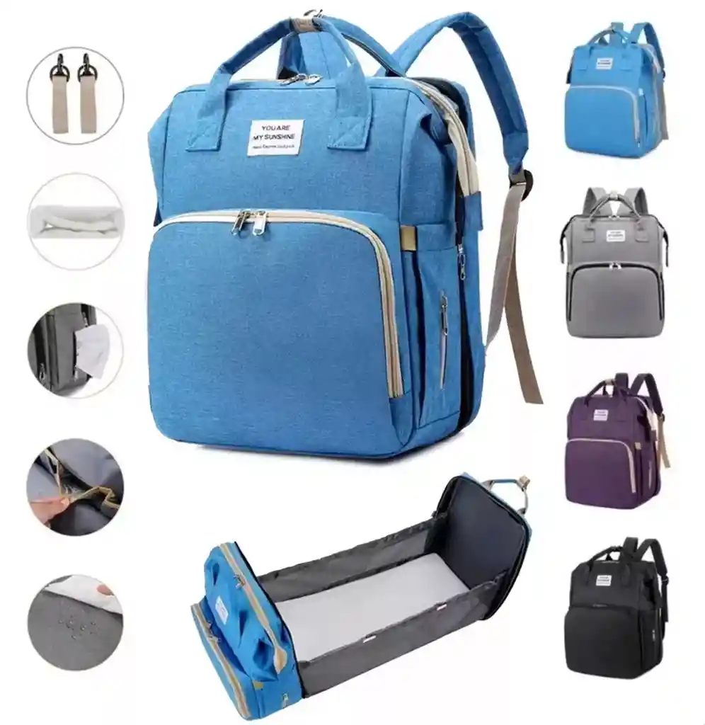Bolso Pañalera Con Cambiador Para Bebé Color Azul