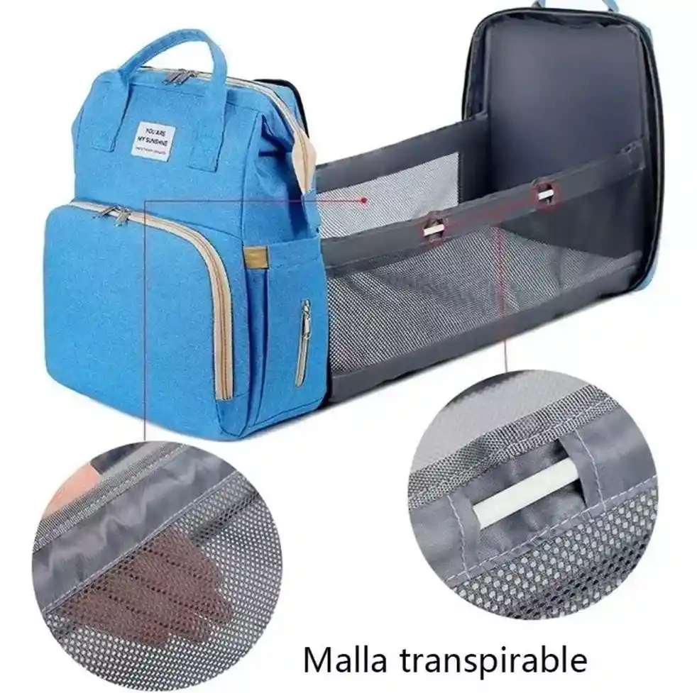 Bolso Pañalera Con Cambiador Para Bebé Color Azul