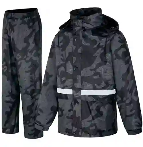 Impermeable Moto Tipo Sudadera Camuflado Con Capota Y Estuche Talla Xxl