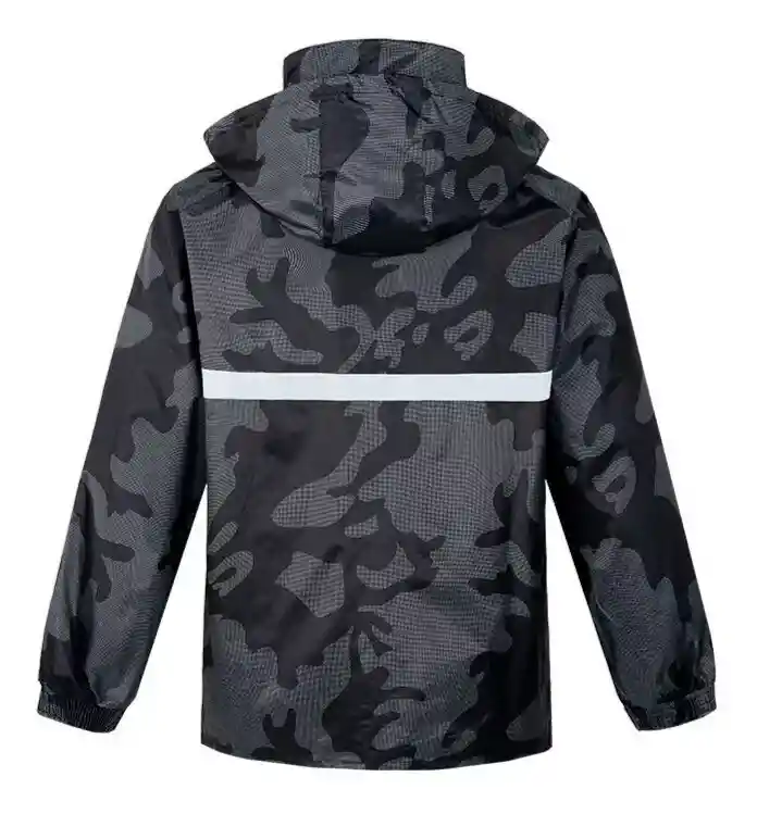 Impermeable Moto Tipo Sudadera Camuflado Con Capota Y Estuche Talla Xl