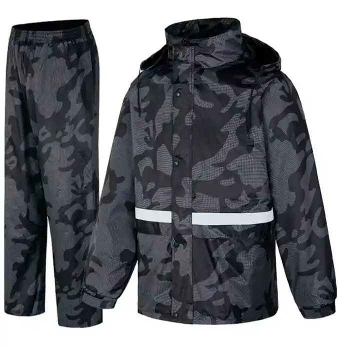 Impermeable Moto Tipo Sudadera Camuflado Con Capota Y Estuche Talla L