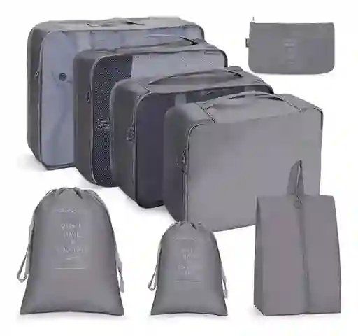 Organizador De Viaje Equipaje X8 Piezas Color Gris