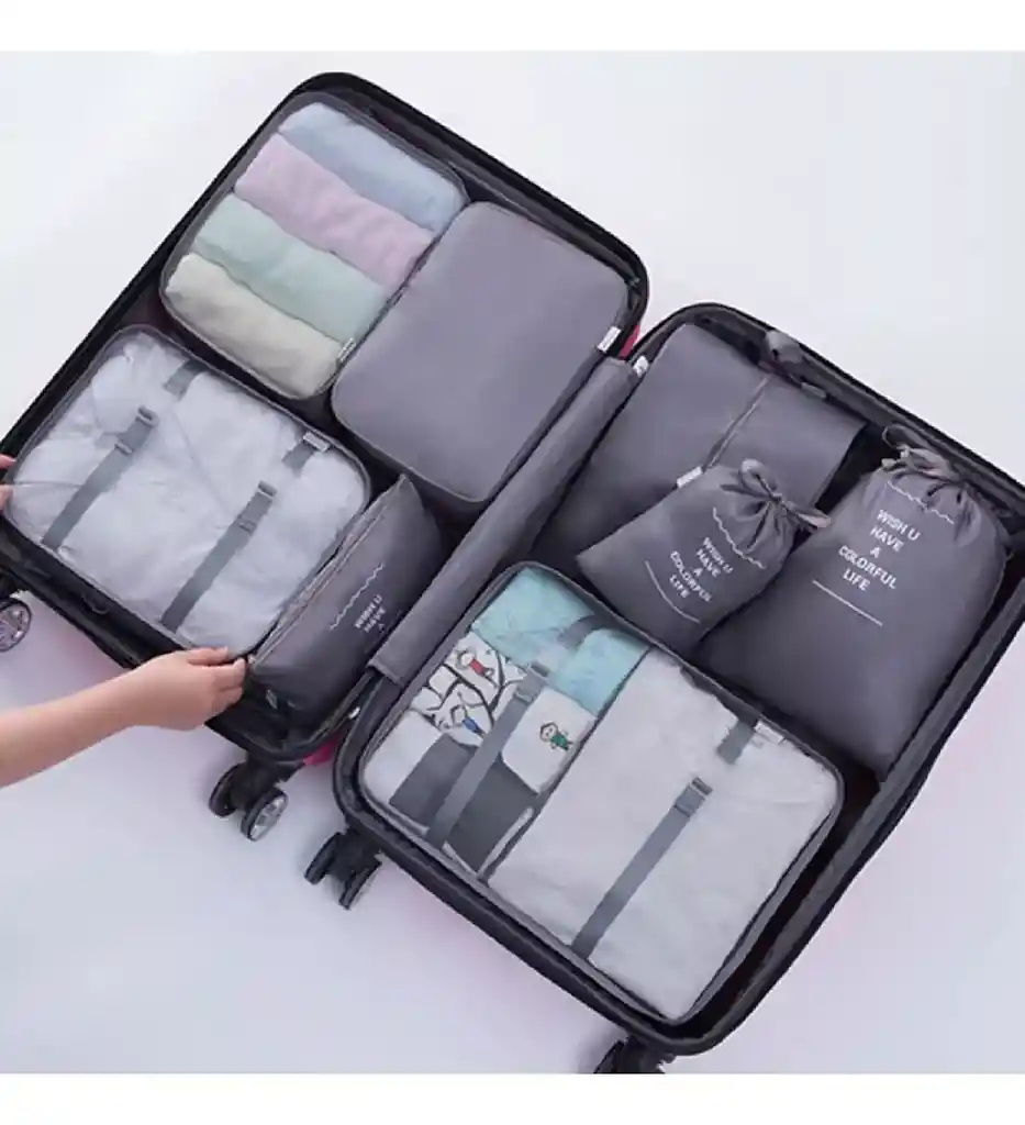 Organizador De Viaje Equipaje X8 Piezas Color Gris