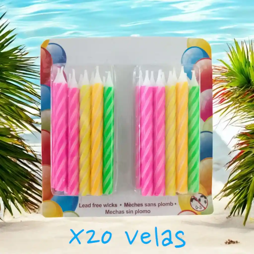 20 Velas Espiral Colores Neón Ideal Para Pastel De Cumpleaños