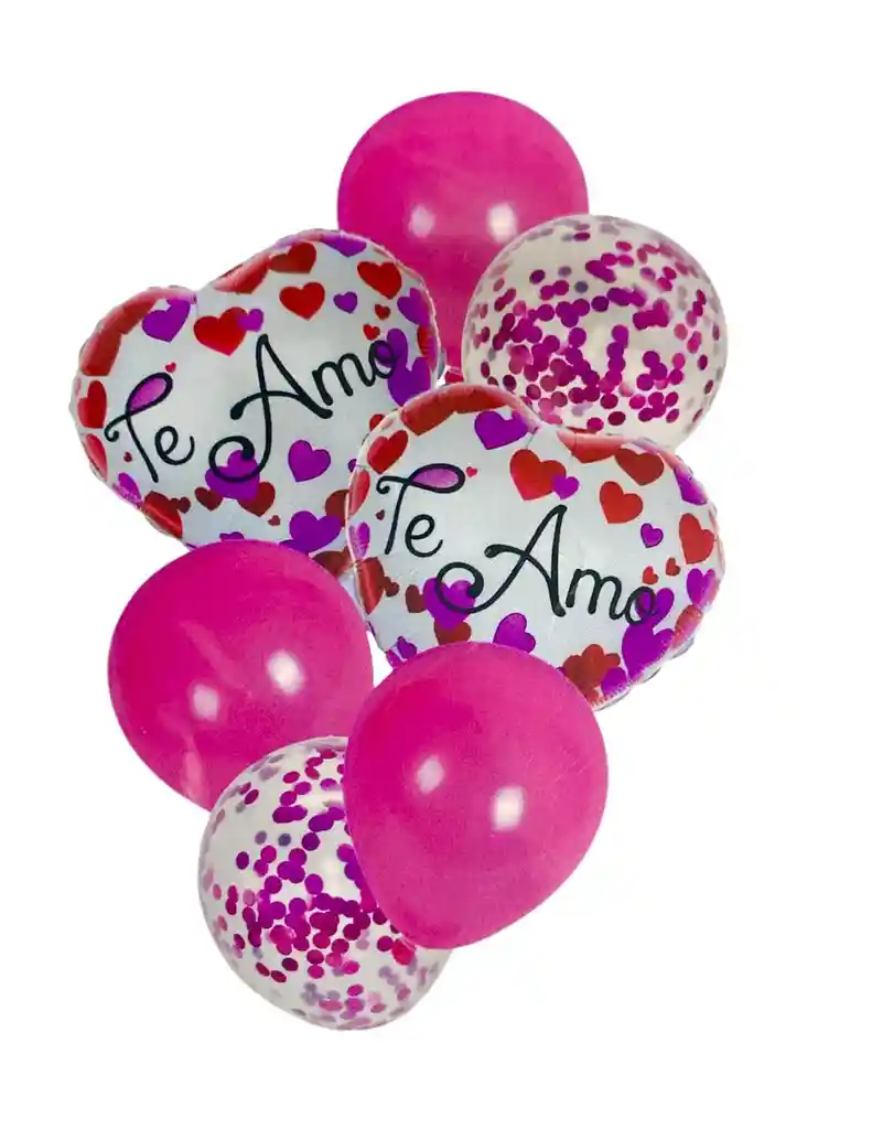 Globos Metalizado Bouquet 7 Piezas Te Amo, San Valentin, Amor Amistad