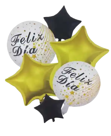 Bouquet De Globos Metalizados, Feliz Dia Blanco X6