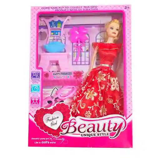 Muñeca Vestido Elegante Tocador Baño Juguetes Niñas