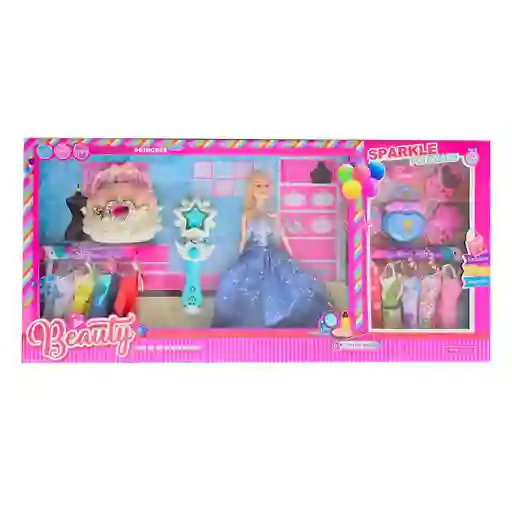 Muñeca Vestidos Accesorios Varita Magica Bolso Juguete Niñas