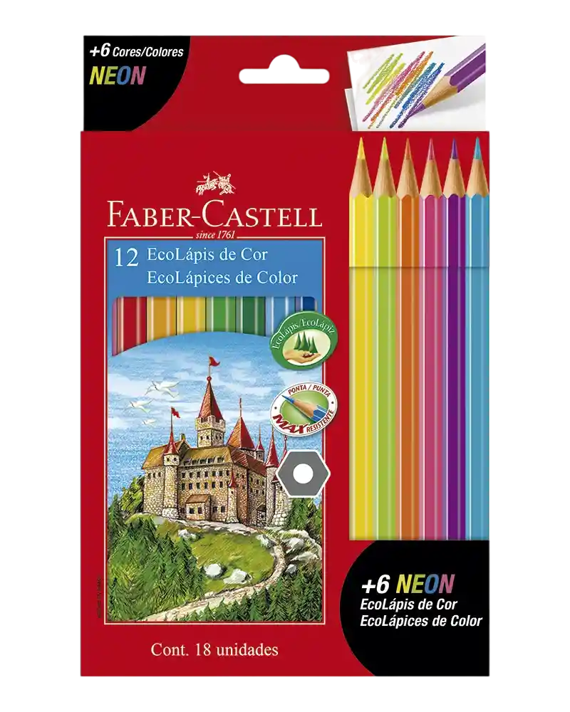 Colores Faber Castell X 12 Und + 6 Neón