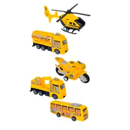 Carros De Impulso Moto Grua Bus Helicoptero Constructor 5 Pc