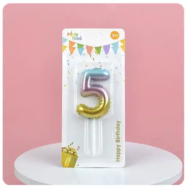 Vela Cumpleaños Estilo Globo Numero 5