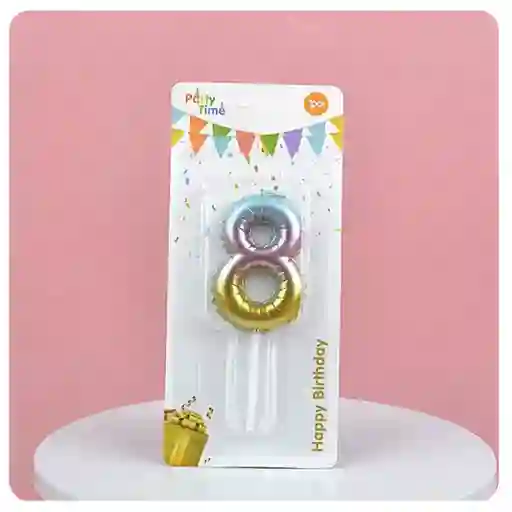 Vela Cumpleaños Estilo Globo Numero 8