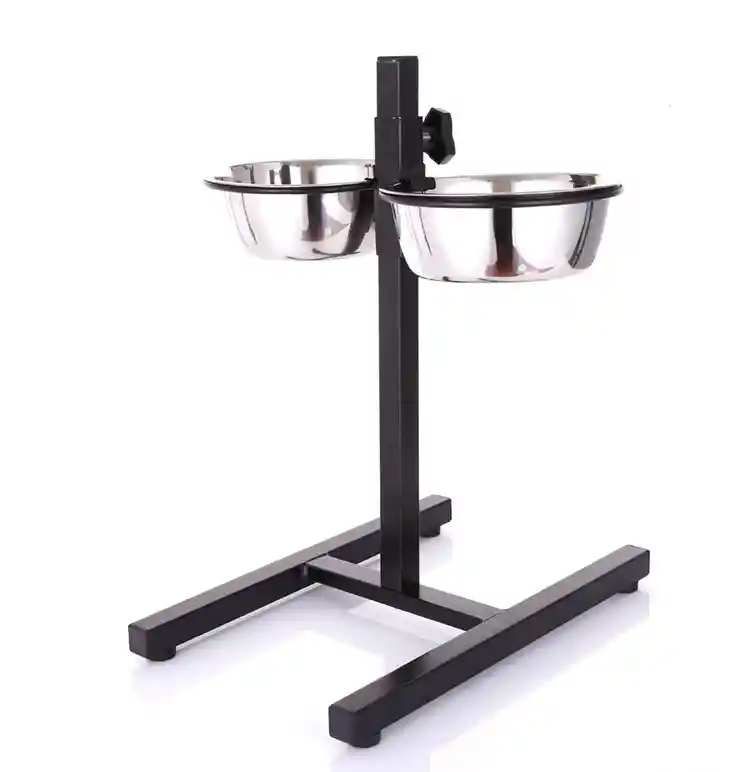 Comedero Elevado Ajustable En Acero Inoxidable - 17 Cm