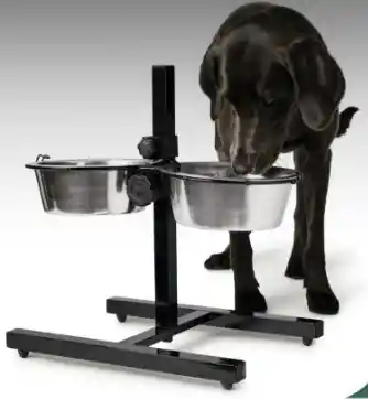 Comedero Elevado Ajustable En Acero Inoxidable - 17 Cm