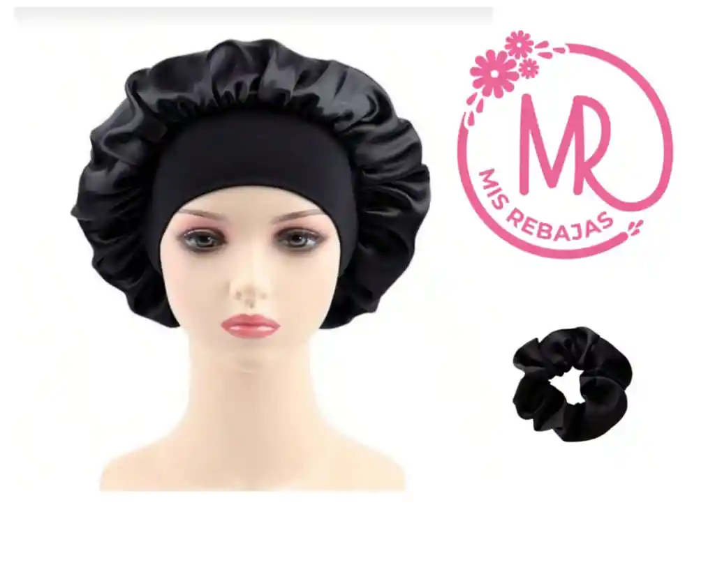 Gorro Satín Anti Friz+ Moña En Satín (tono: Negro)