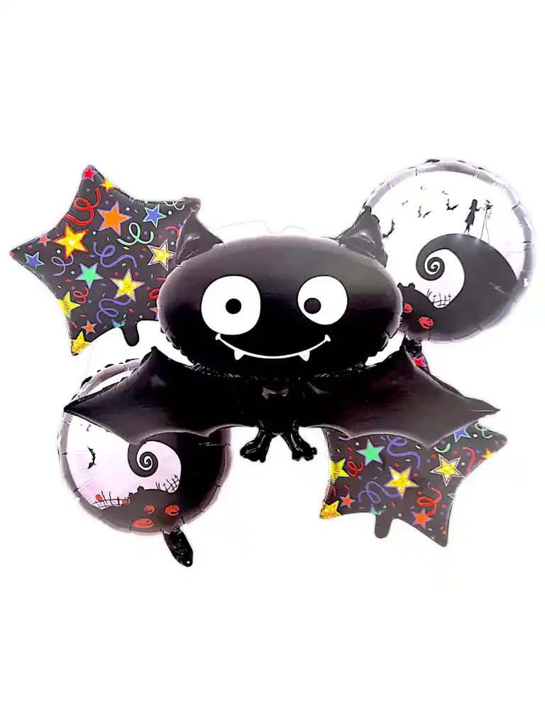 Buquet 5 Globos Murcielago Halloween