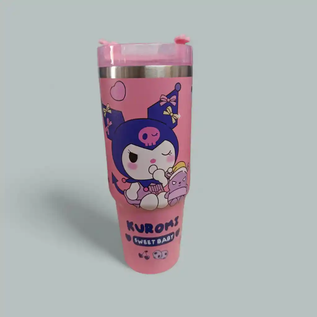 Termo Motivo Kuromi Sanrio Rosa 24cm Aprox