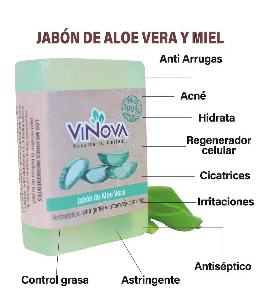 Jabon Artesanal Aloe Vera Y Miel 65 Gr